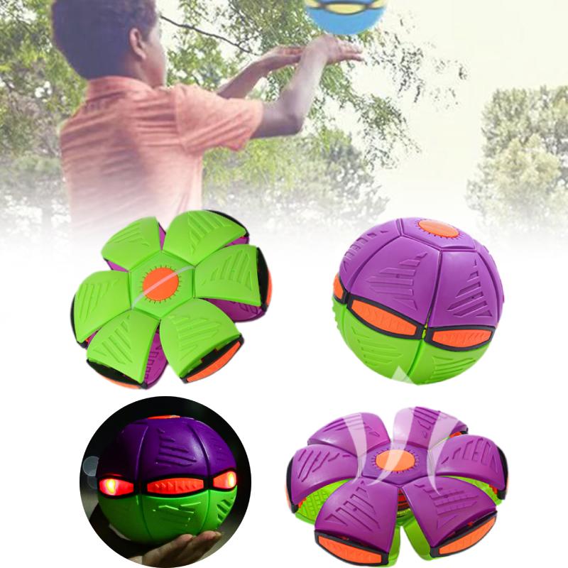 Ball Flying Saucer Deformation Frisbee Bouncing Music Lights Kid Toy Outdoor Pet