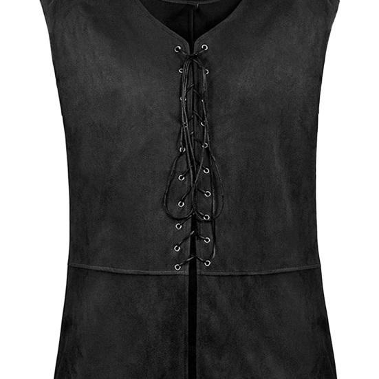 Punk Weste Gothic Renaissance Stil Schnürung Retro Weste V-Ausschnitt Ärmellos Einfarbig