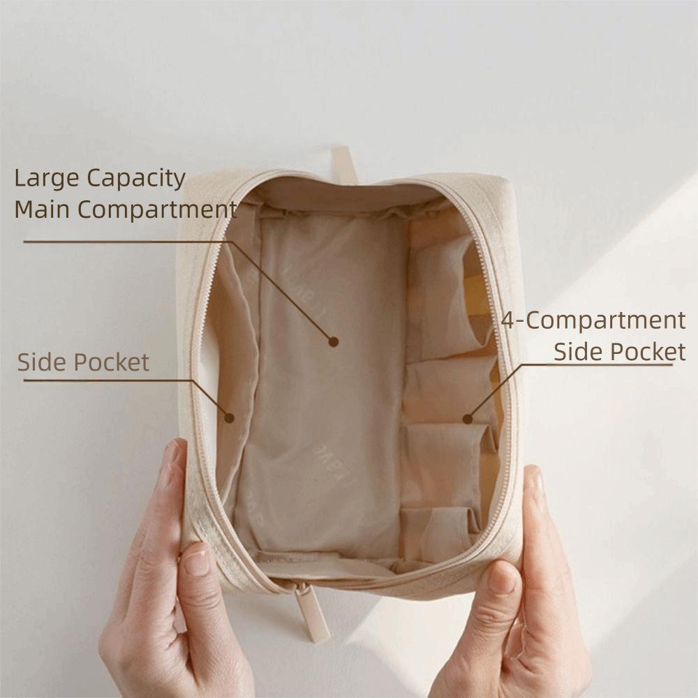 Solid Color Cosmetic Storage Bag Waterproof Toiletry Wash Bag Zipper Makeup Bag  Girls