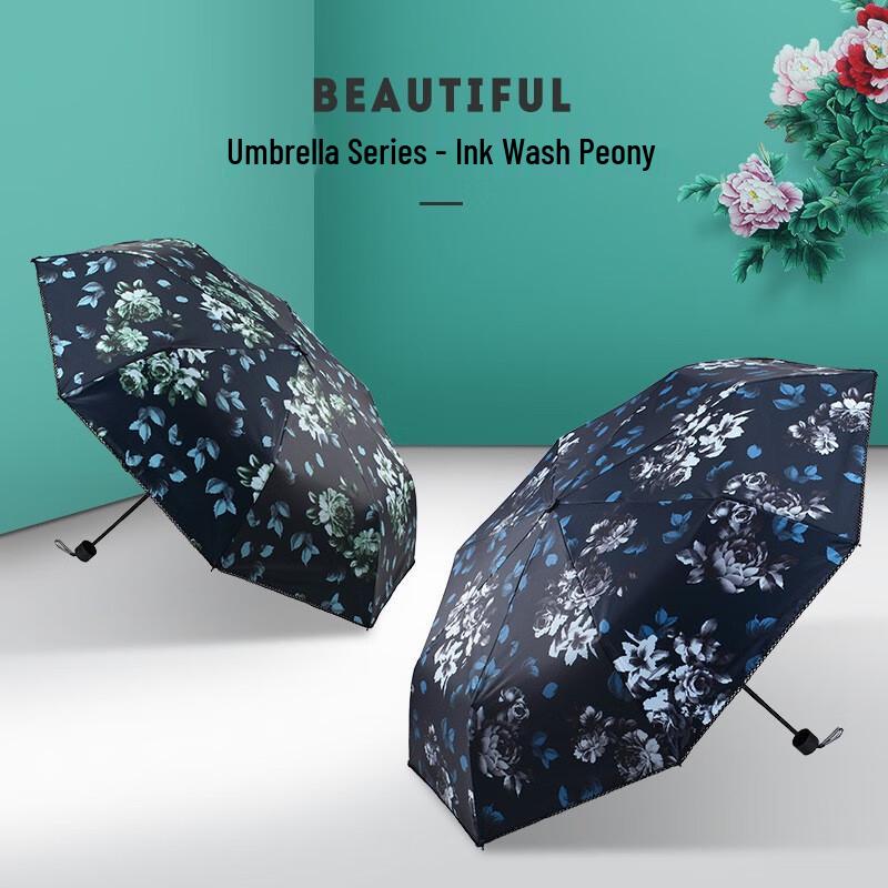 Paradise Ink Peony 3-Fold UV Protection Umbrella