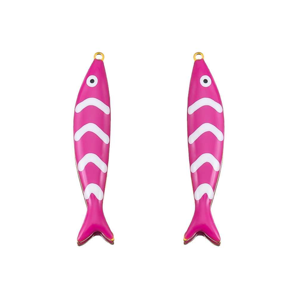 2pcs Gentle Pink Enamel Stainless Steel Charms Rose Flower Starfish Butterfly Necklace Pendant Women DIY Earring Jewelry Making