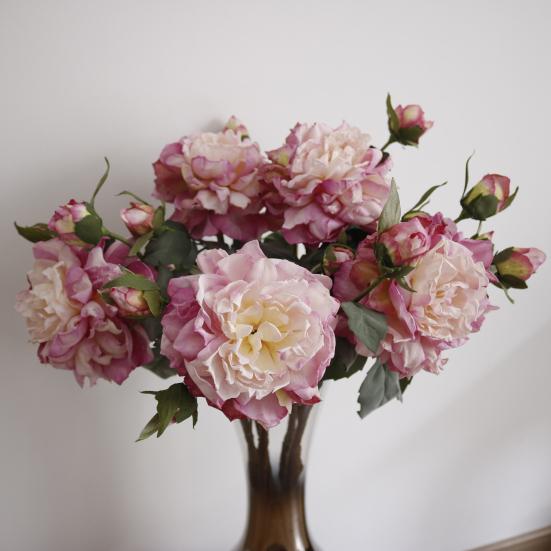 Artificial Flowers Bendable Stems Adjustable Luxury Peony Bouquet Realistic Silk Petals Home Decor for Living Room Dining Table Centerpiece