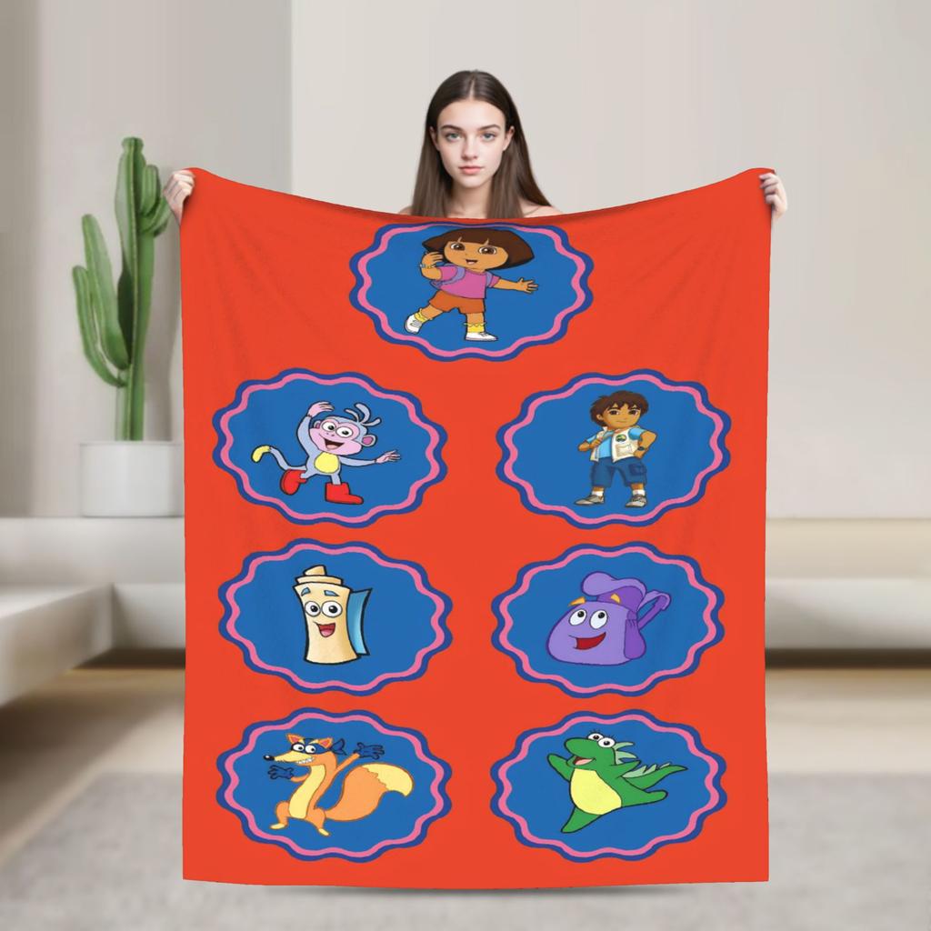 Warm BlanketChild Decorative Cartoon D-Dora The E-Explorer Adventure Throw Blanket For Outdoor Comfortable Sofa Bed Cover