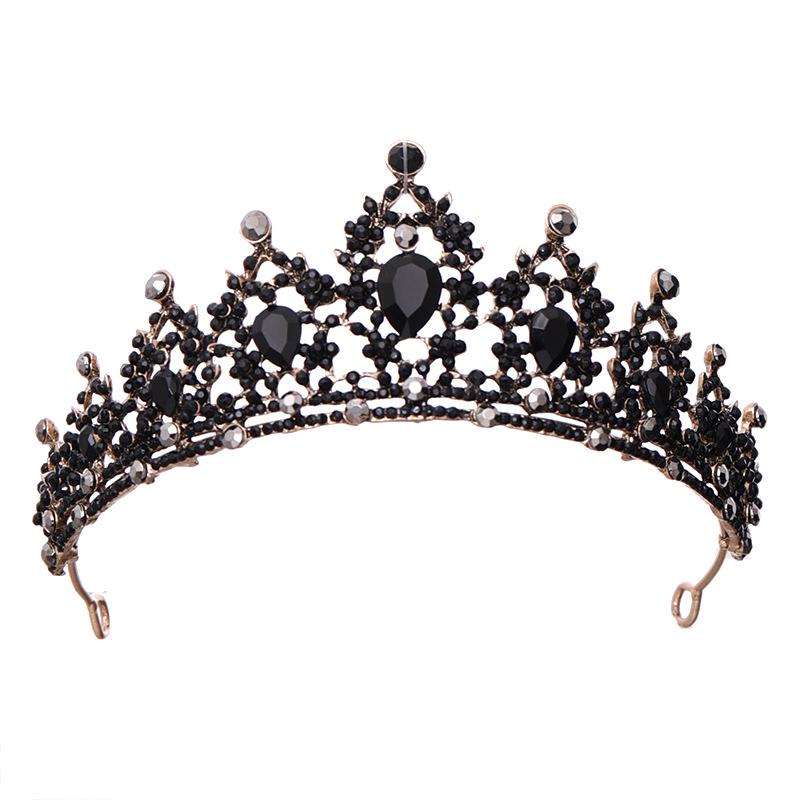 Tuanming Baroque Bridal Headband: Black Rhinestone Vintage Crown for Birthdays