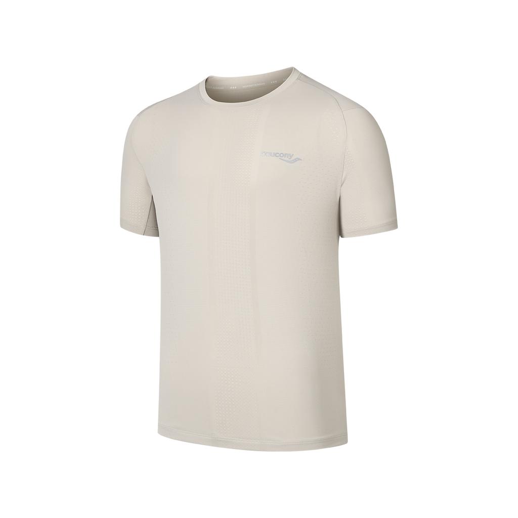 SAUCONY Running Training Series Knitted Comfortable Fashionable Breathable Short Sleeve T-Shirt Men Tops Light-Khaki SA2259ST01T-KH001