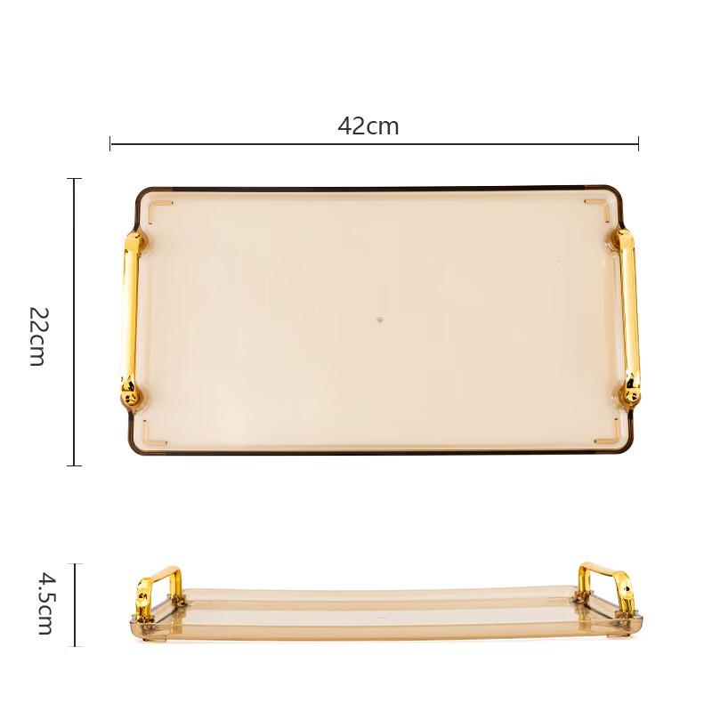 Rectangular Plastic Serving Tray with Gold Handles