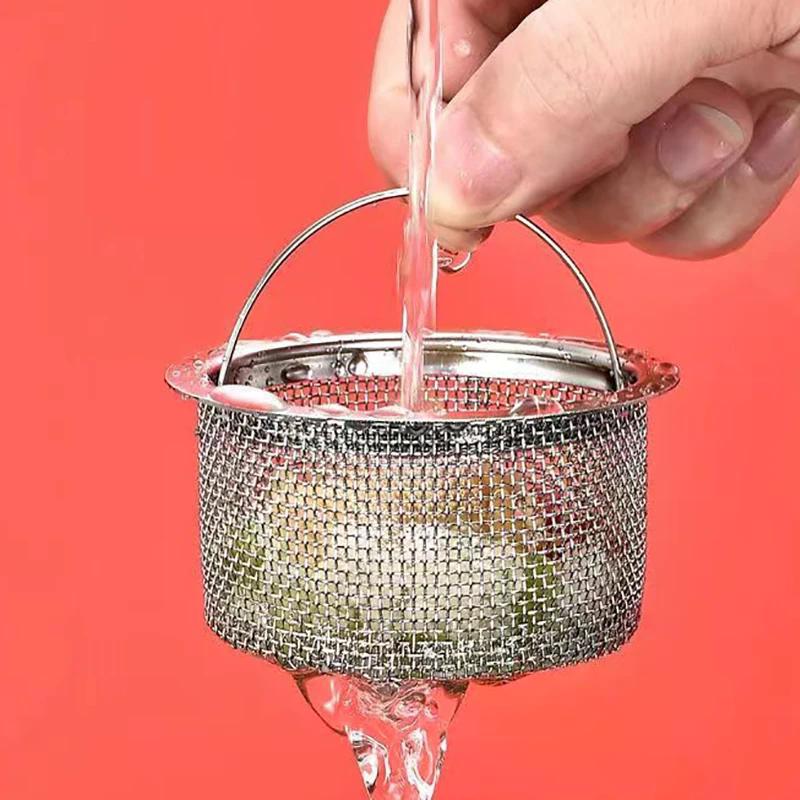 Stainless Steel Bathtub Hair Catcher Stopper Shower Drain Hole Filter With Handle Metal Sink Strainer Floor Drain For Kitchen