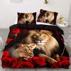 2/3pcs Duvet Cover Set Soft and Comfortable Black Lion Duvet Cover Set King Size Lion Twin Bedding Set for Boys Duvet 3d Animal