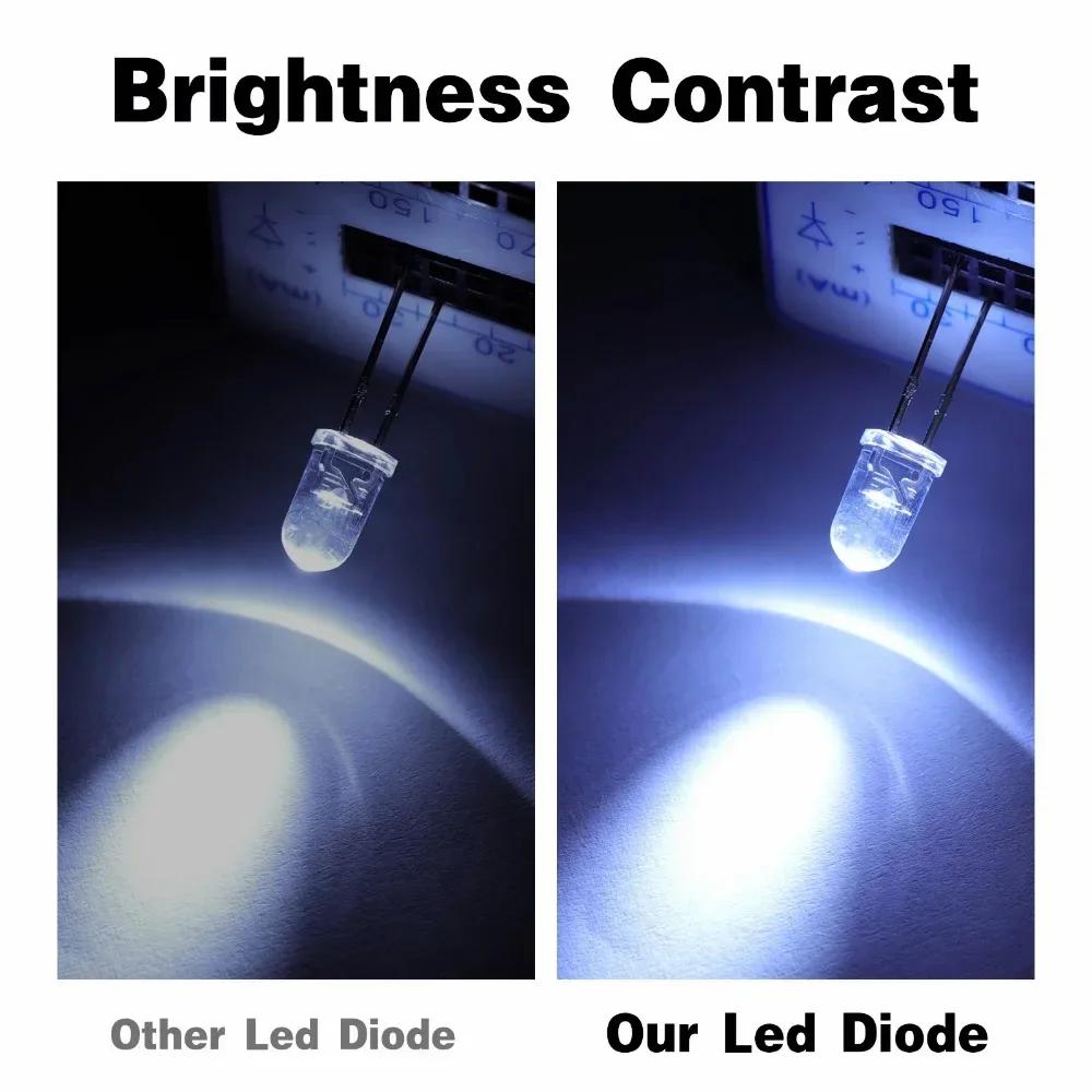 100PCS 3mm LED Diode 5mm Super Bright LED Emitting Diodes Assortment Set 2x5x7mm White Red Green Blue Yellow DIY Electronic Kit