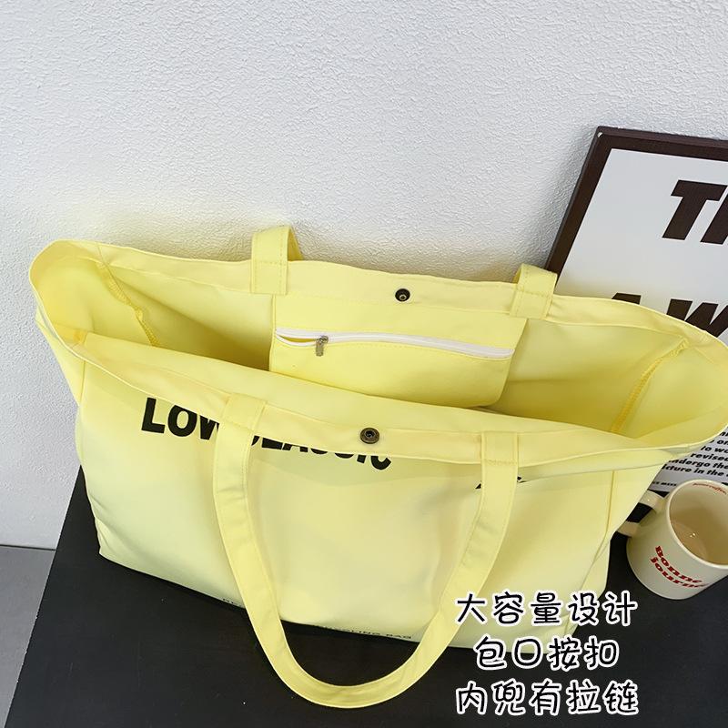 2025 New Solid Color Letter Print Large Capacity Shoulder Bag Tote Bag
