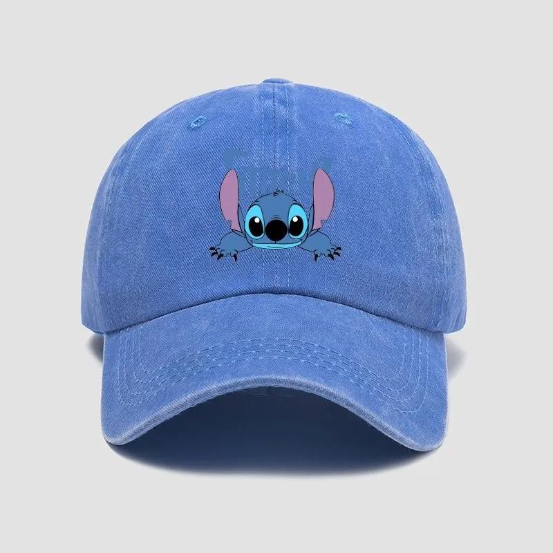 

Stitch Casual Hat Kawaii Cartoon Anime Figure Baseball Caps Breathable Snapback Sun Hats Adjustable Peaked Cap Unisex Kids Gifts синий