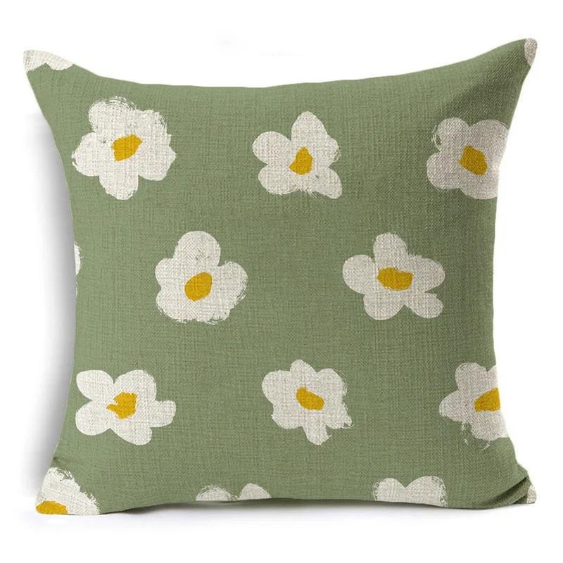 Green Pattern Decorative Cushion Cover Floral Pillow Cover for Car Sofa Decorative Pillow Cover Home Pillow