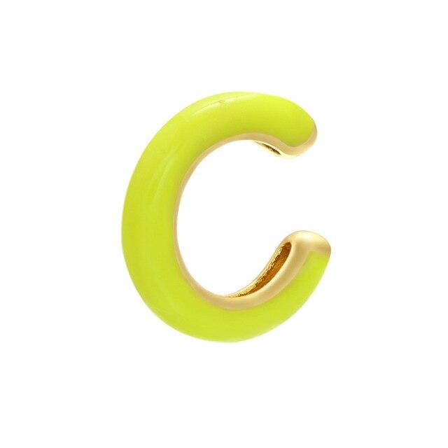 Single One Ear Cuff Neon Green Yellow Bright Fluorescent Jewelry Geometric Round U Clip On Earrings No Piercing Earcuff Aretes
