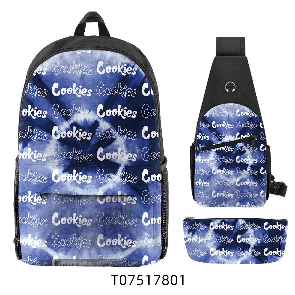 Cook Backpack Student School Bag Lightweight Polyester Backpack Three-Piece Set