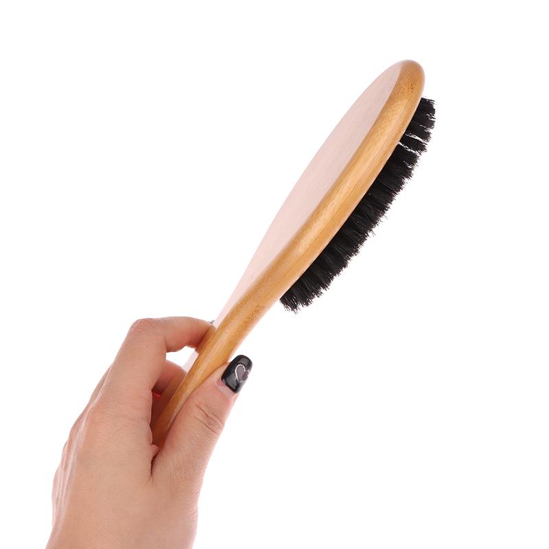 Brosse à cheveux en poils de sanglier pour femmes, brosse à cheveux en bois et bambou, brosse professionnelle pour cuir chevelu bouclé, peigne pour soins de beauté des cheveux, outils de salon