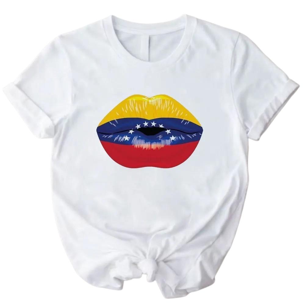 Cotton Shirt with Venezuelan Flag Printed on It Traditional South American Shirt 2026 Summer Fashion Women Cotton Loose Tshirt
