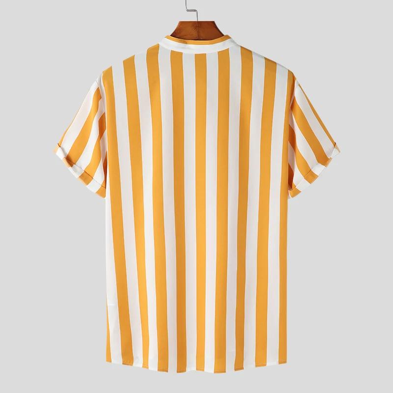 Frühling Sommer Männer Casual Streifen Hemd Männer Kleidung Mode Revers Strickjacke