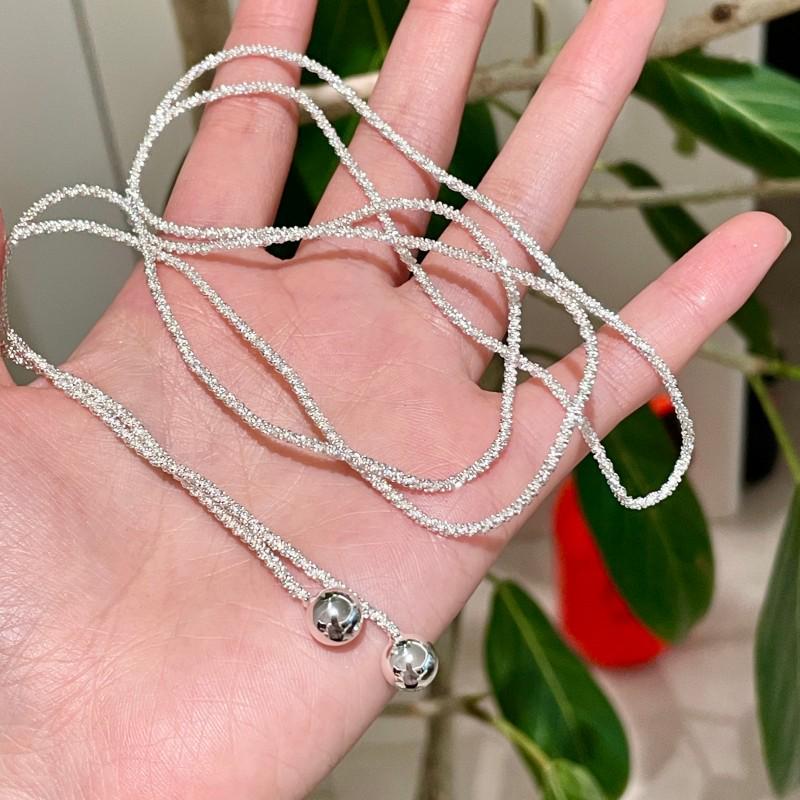 Корейское мерцающее серебряное ожерелье с кисточками и геометрическими линиями