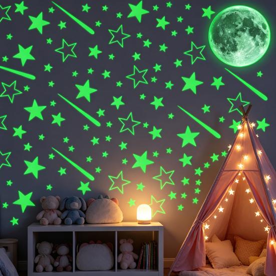 Waterproof Wall Stickers Self-Adhesive PVC Scratch-Resistant Wall Decals Removable Glow in The Dark Wall Stickers for Bathroom Living Room Bedroom