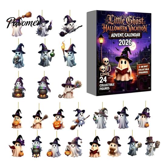 Family Christmas Countdown Halloween Advent Calendar 2026, 24-Day Box with 2D With Gifts Flat Hanging Pendant, Spooky Collectible Decor for