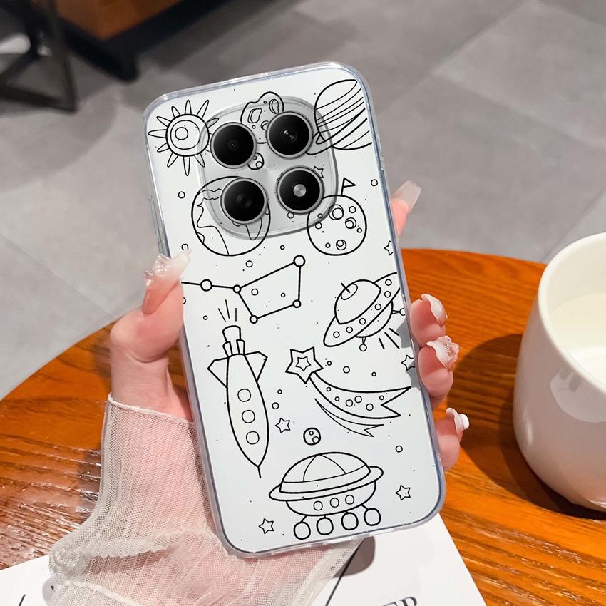 Suitable For Redmi Note 15 14 Pro 14S 15 15C A5 A1 Popular Creative Letters Patterns Phone Case Transparent Silicone Anti Slip Shell For Redmi Housing