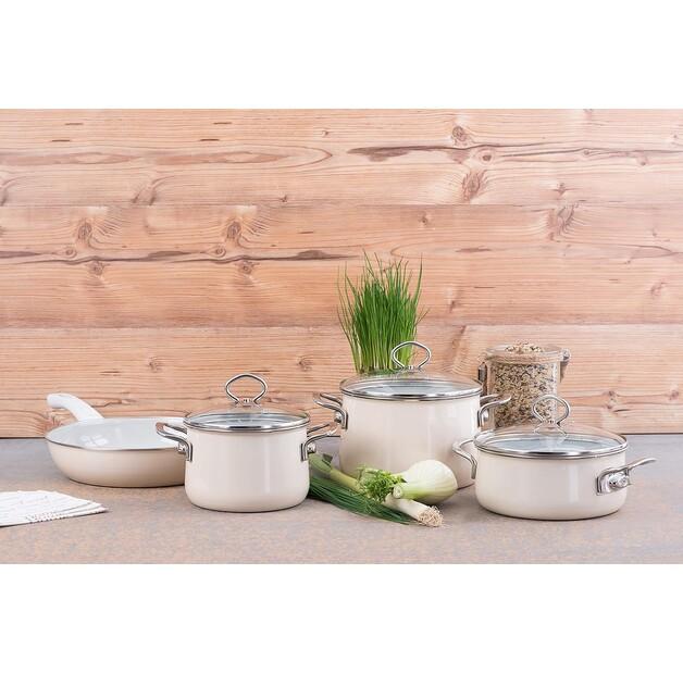 Кастрюля для мяса Riess Nouvelle Avorio Top 3000 со стеклянной крышкой 24 см 6,5 л (0705-011)