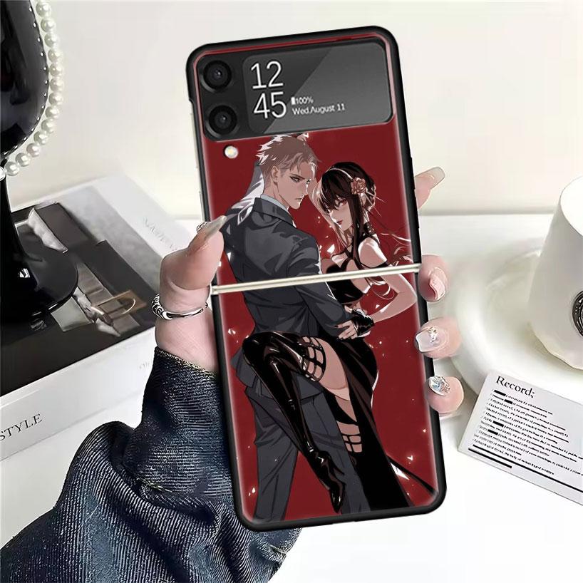 Anime S-Spy Family Anya Cases For Samsung Galaxy Z Flip 4 5 6 7 3 Z Flip7 Flip6 Flip4 Flip5 Flip3 5G Hard Shockproof Fundas Cove