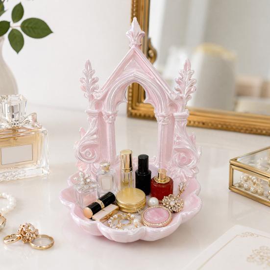 Pearlescent Jewelry Holder Texture Tray, Gothic Retro Arch Design Organizer, Tray 3D Printed Storage Box for Rings Earrings Bracelets Multi-color