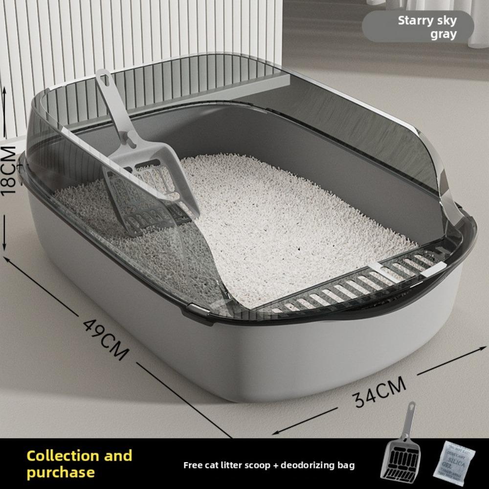 Semi-closed Cat Litter Box Oversized Splash-proof Thickened Cat Toilet Pet Supplies Cat Litter Box Oversized Deodorant