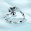 Fashion Zinc Alloy Skull Hand Red Heart Zirconia Ring Men and Women Hip Hop Halloween Party Accessories Opening Adjustable Jewellery