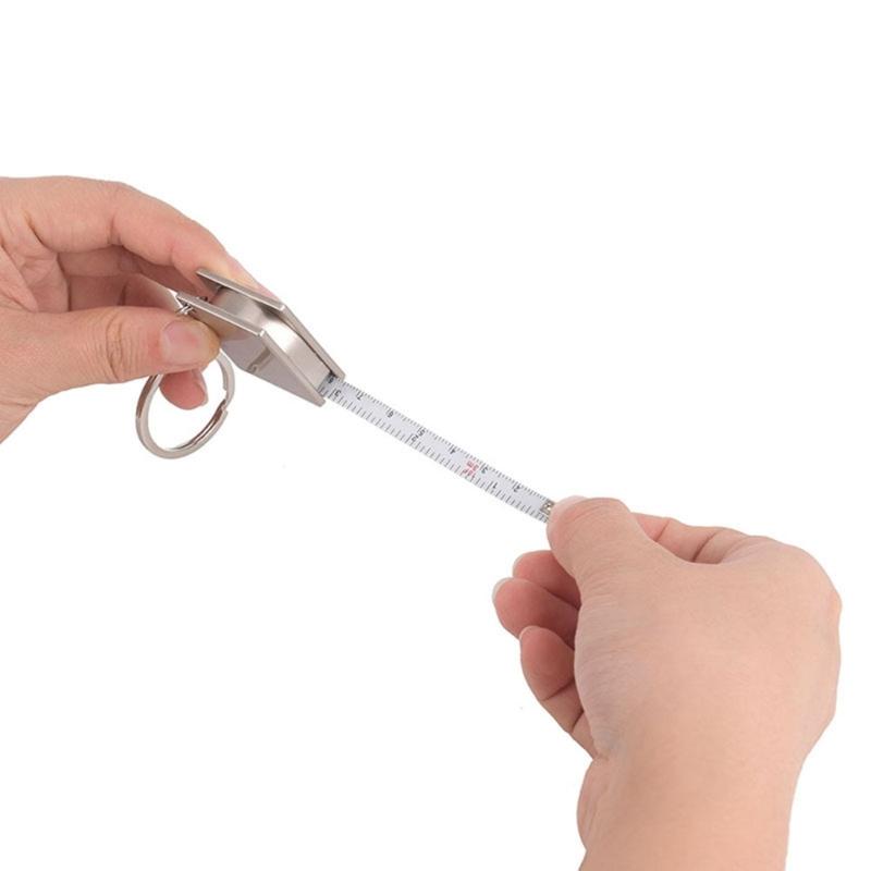 Light Weight Measuring Tape With Secure Keychain And Flexible Steel Blade Construction Retractable Ruler