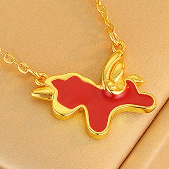 Oil Dripping Horse Pendant Necklace Lightweight Hypoallergenic 2026 New Year Women Flying Horse Chain Necklace Fashion Jewelry