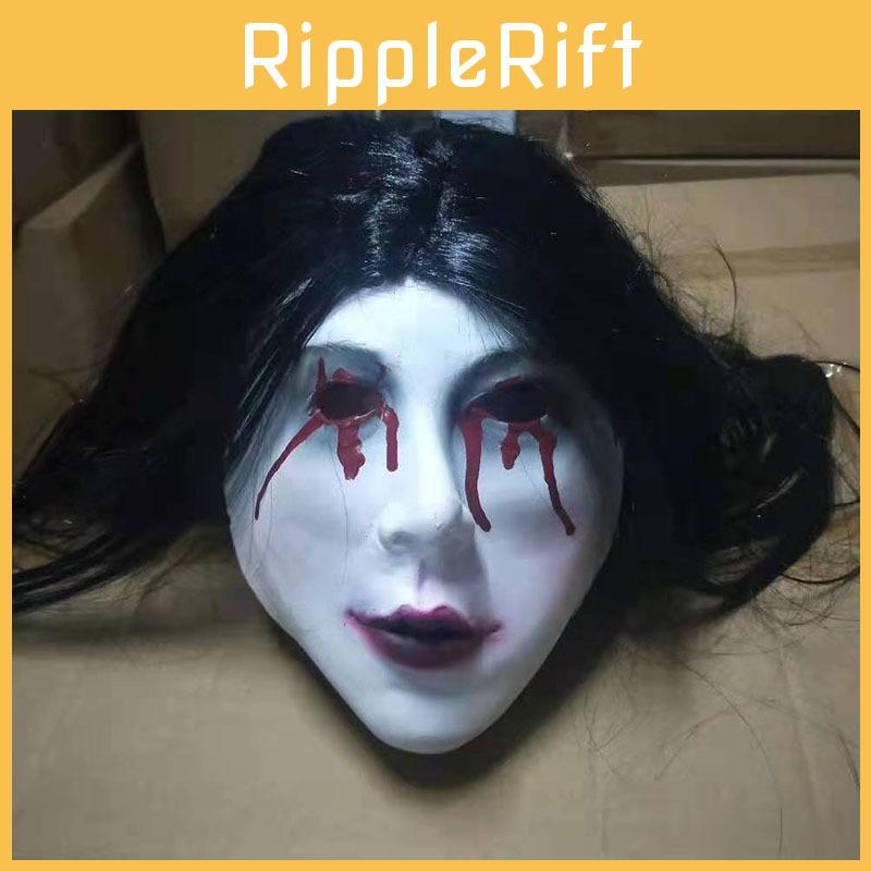 Horror Npc Latex Sadako Mask With Long Hair And Blood Detail For Ghost Themed Events And Cosplay