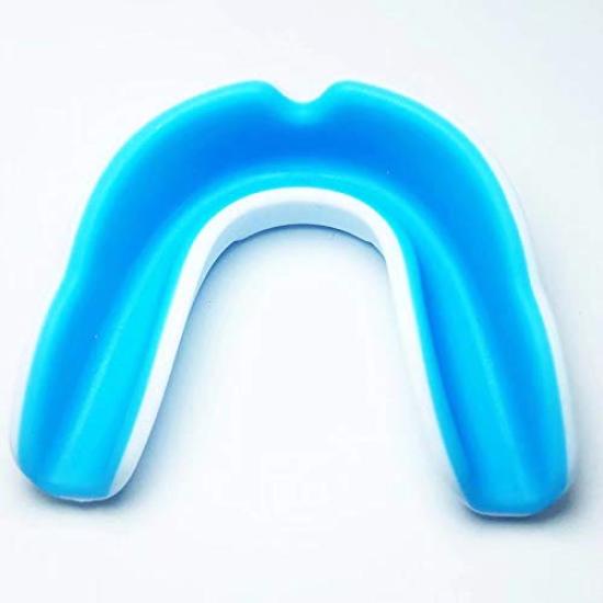 Mouthpiece Mouth Guard with Case for Muscle Martial 2 Colors Karate, Boxing, Training, Sports, Arts, Exercise, (Blue/White)