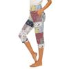 Women's Casual Elastic Waist Capri Pants with Pockets Split Hem Slim Fit Lightweight Comfortable Stretchy Material