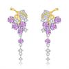 S925 Sterling Silver Stud Earrings for Women, Natural Crystal Stone Earrings, Leaf High-end Fringed Niche Earrings for Women