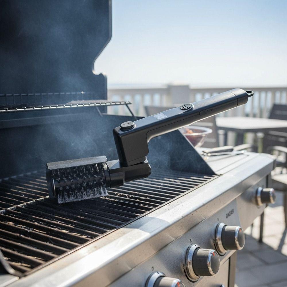 3-Gang LCD-Display Elektrische BBQ-Grillbürste Barbecue-Grillreinigungsbürste Outdoor