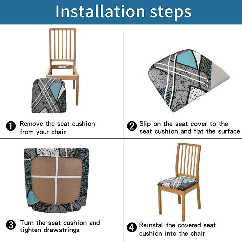 Stretch Square Chair Seat Cushion Cover With Elastic Bottom Chair Slipcover for Kitchen Hotel Banquet Dining Room Home Decor