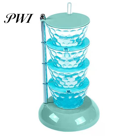 Spice Container Seasoning Box Multiple Layers Good Sealing Large Capacity Sugar Salt Transparent Rotatable Vertical Jar Kitchen Accessories