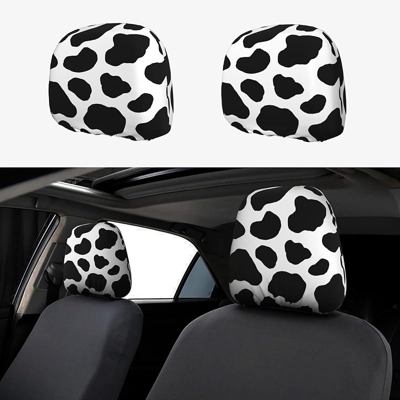Cartoon Cute Eyes Car Headrest Covers 2 Pack Car Seat Head Rest Cover Auto Elastic Seat Coverings Vehicle Interior Accessories Protector Universal
