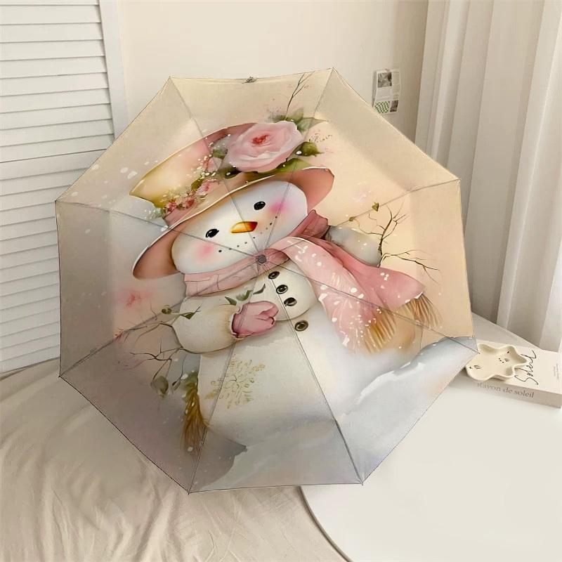 

1PC snowman flowerAutomatic Open/Close Umbrella with Windproof, 8-Rib Sturdy Canopy, Durable Ribs, Fashionable Design1241A