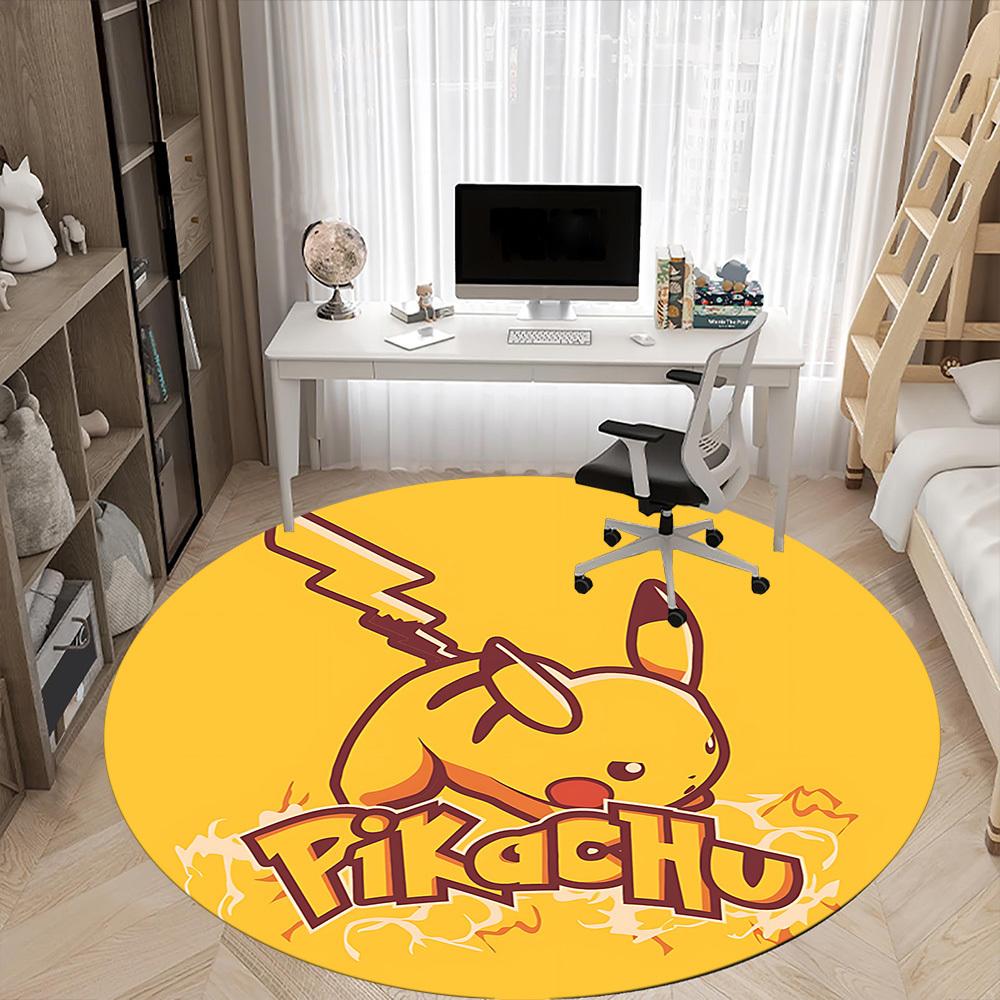 1pcPikachu Electric Office Round Area Rug, Indoor Mat Suitable For Office,Bedroom Living Room Home Decor, Room Deco a0928167