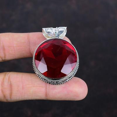 Faceted Mozambique Garnet Pendant Natural Gemstone Pendant 925 Sterling Silver Pendant Handmade Jewelry Vintage Design Pendant Gifts for Her