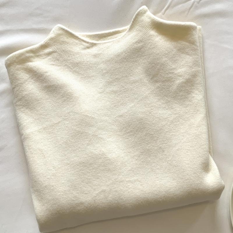 Women's Half Turtleneck Knitted Base Shirt Soft Skin-Friendly Pullover Sweater Autumn Winter Solid Color Stretch Knit Top