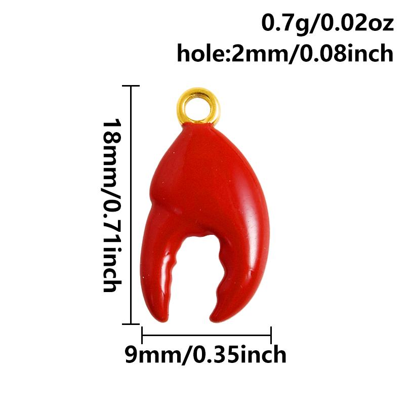 2 Stück Roter Hummer Krebs Koralle Echtsilber Vergoldet Edelstahl Emaille Anhänger Für Schmuckherstellung Zubehör DIY Strand Halsketten Anhänger