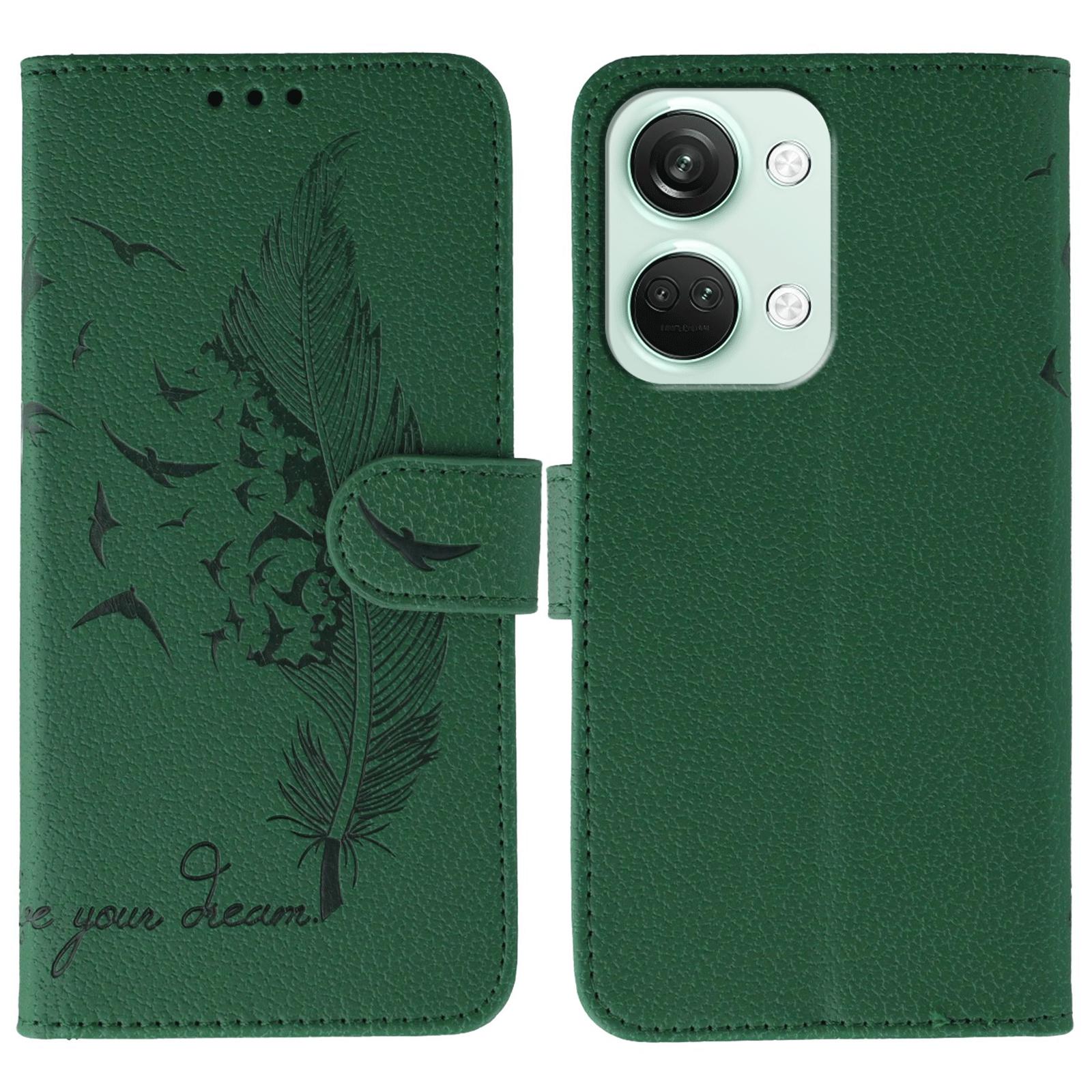 

Чохол-гаманець зі штучної шкіри з відбитком пір я для OnePlus Nord 3 5G Green