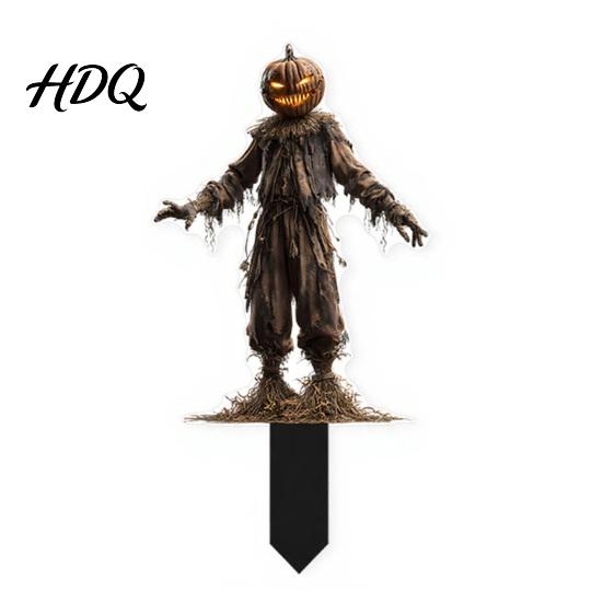 Strach na wróble Znak zewnętrzny Halloween Wbijany w ziemię do ogrodu Płaski 2D Straszny Zombie Ornament Upiorna Lalka Odporny na warunki atmosferyczne Podwórko C black