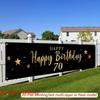 70th Birthday Yard Banner, Black & Golden Balloons Design, Polyester Outdoor Garden Front Door Decoration