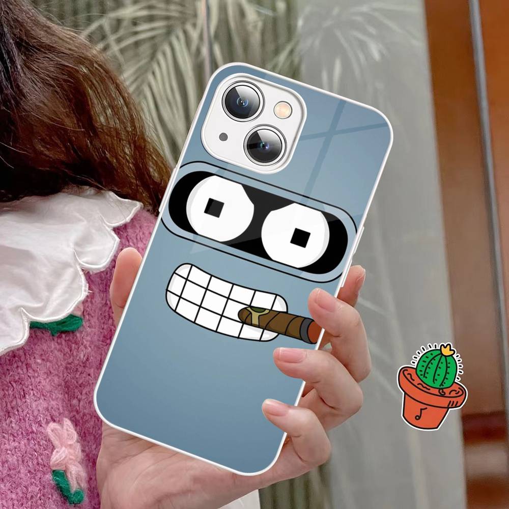 Funny Robot B-Benders Phone Case Tempered Glass For Iphone 14 13 12 11 Pro Mini XS MAX 14Plus X XS XR Fundas