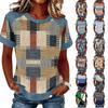 Women Denim Collar Patchwork Stitching Sweatshirt Casual  Printed Pullover Short Sleeve Shirts